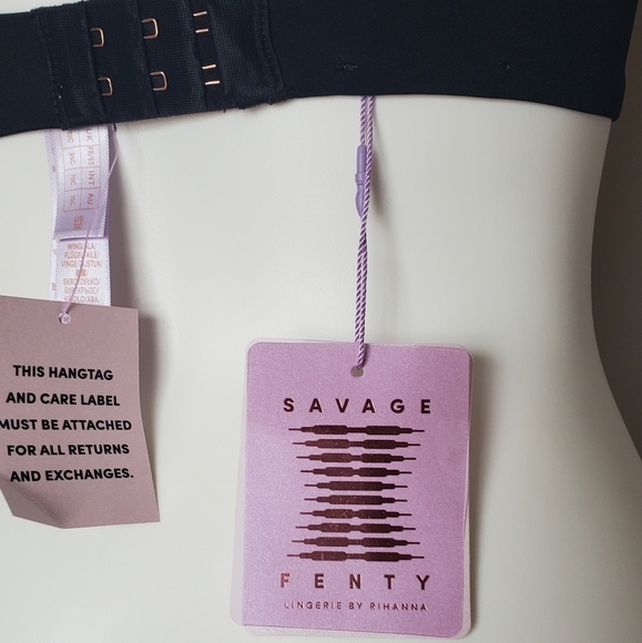 Savage X Fenty Black Romantic Lace Mesh Push-Up Bra 32C NWT - Picture 6 of 10